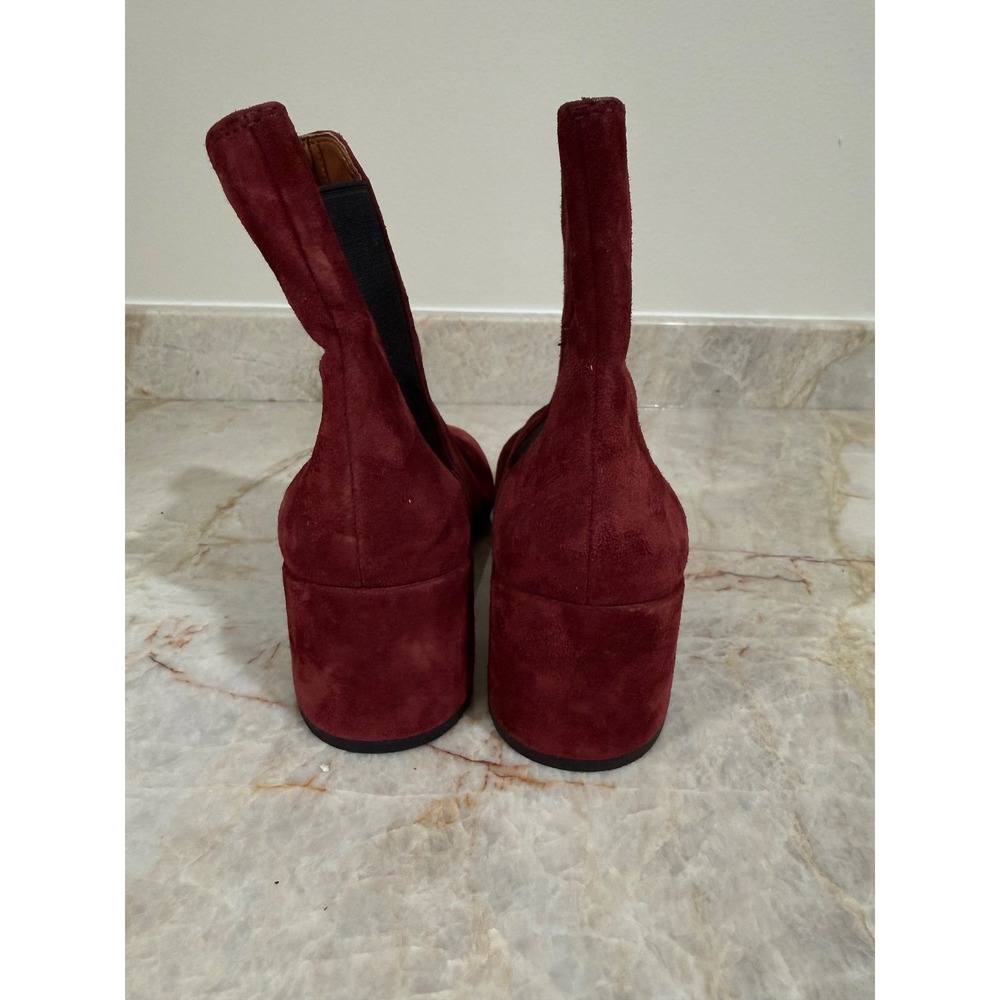 Coach Tia Wine Red Suede Chelsea Ankle Boots Block Heel Size 8.5 - Picture 5 of 12